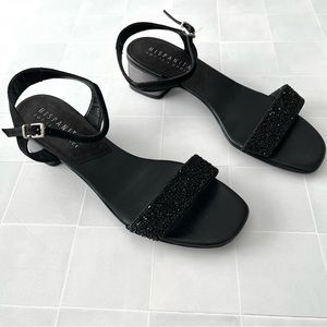 Hispanitas Sitara black beaded sandals size 40 low heel